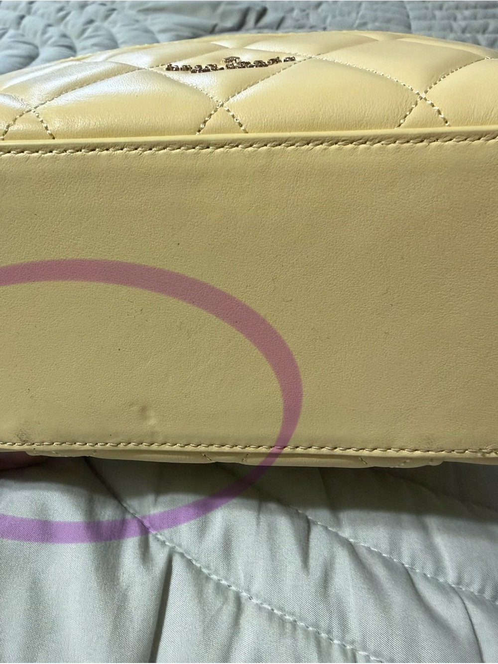 kate spade Quilted Lemon Yellow Top-Handle Cosmetic Case - Picture 4 of 14